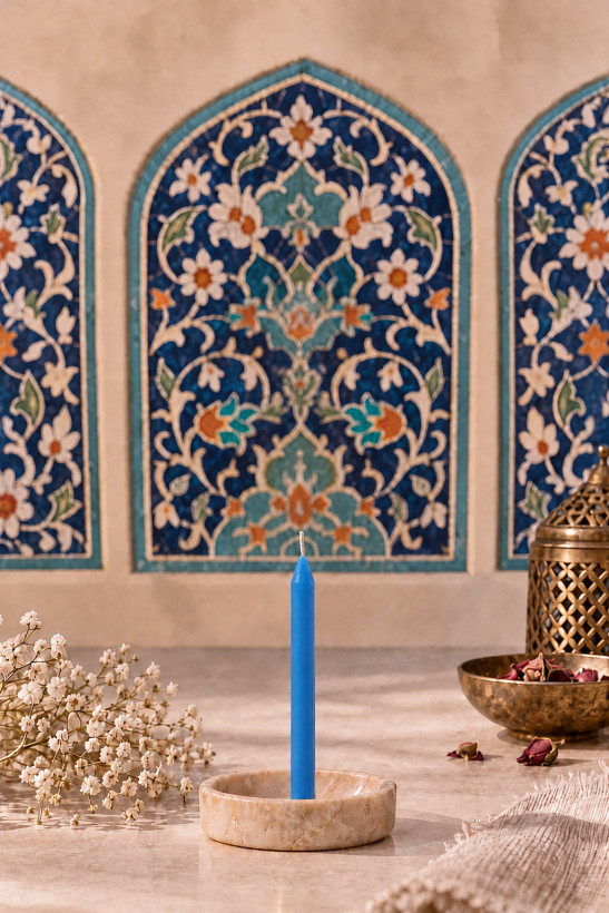 رنگ آبی چاکرا شمع بیبی کندل برای مدیتیشن و یوگا